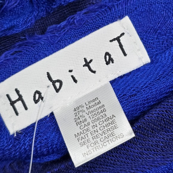 Habitat Clothes To Live In Royal Blue Striped Linen Modal Scarf Coastal Resort - Picture 2 of 7